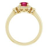 14K Yellow Lab-Grown Ruby & 1/6 CTW Natural Diamond Ring